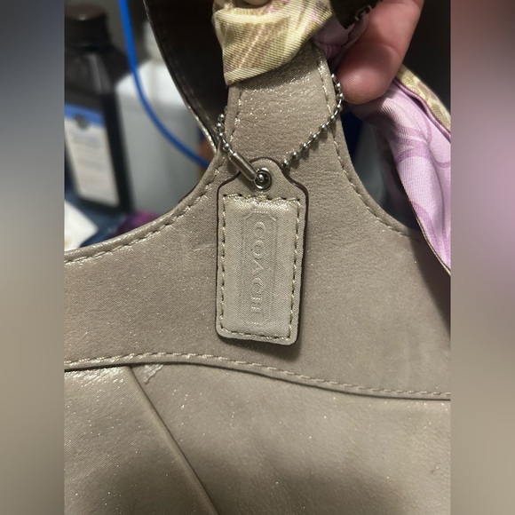 Coach Gold Metallic Shimmer Hobo Bag with Coach Twilly Size: 14 x 9 x 5 - Picture 11 of 14